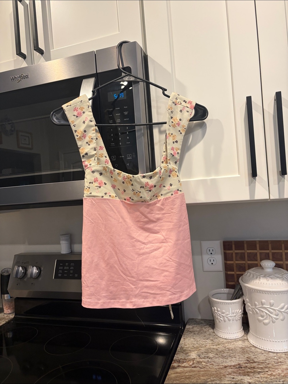 Brandy Melville Pink and Cream Floral Tank Top